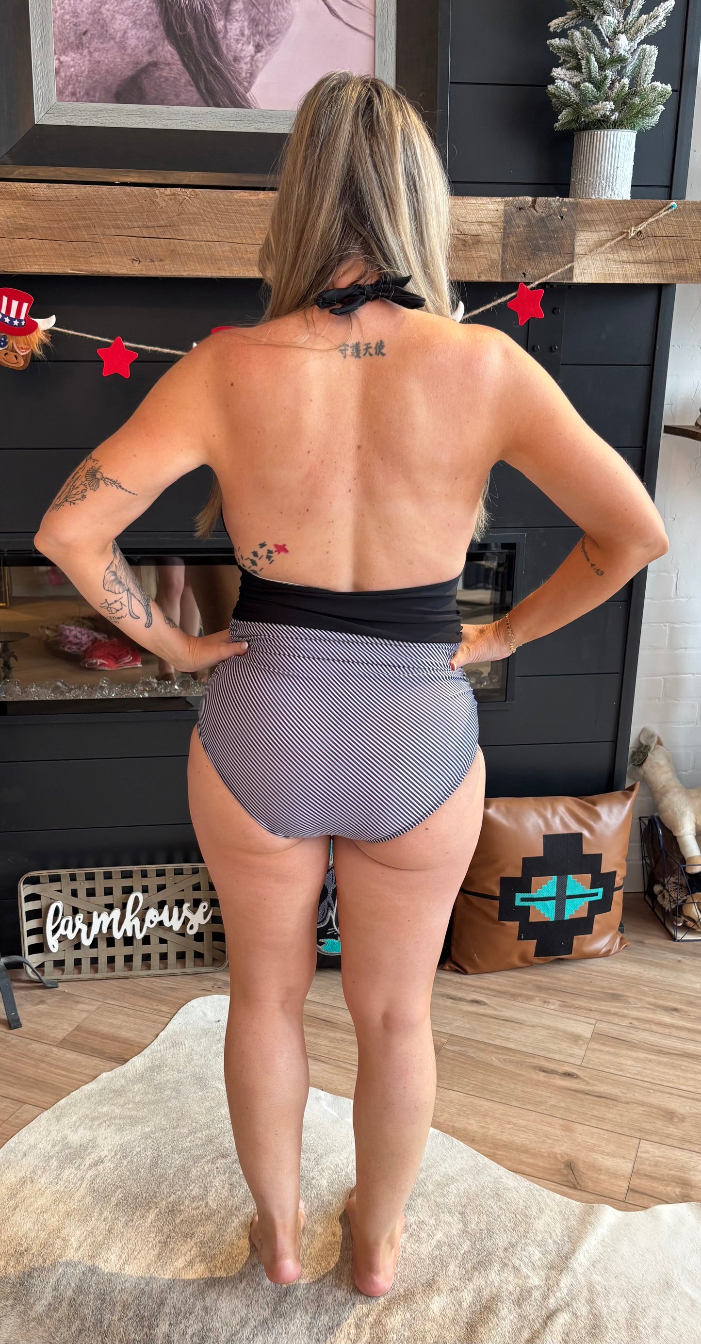 Plunging halter neck one piece