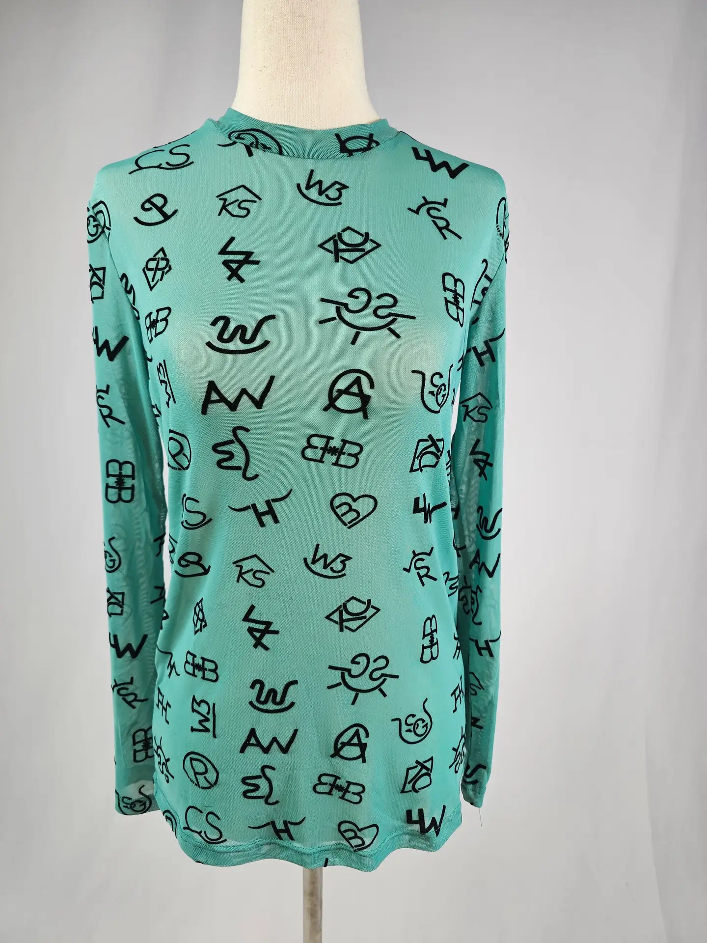 3D Turquoise brand Mesh Top -PLUS