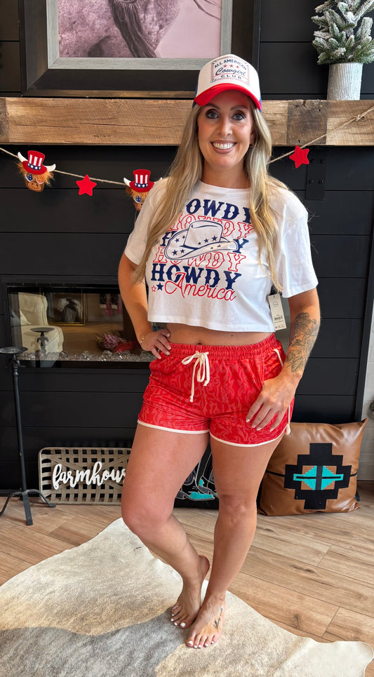 Howdy red white and blue crop