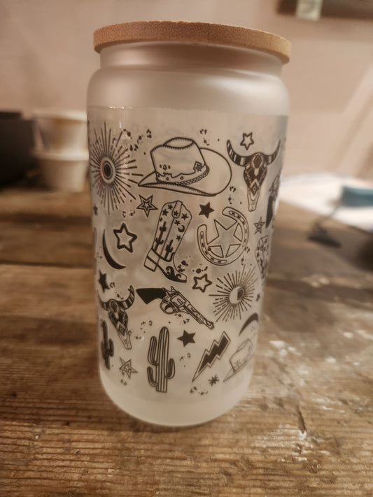 Retro country 16oz glass