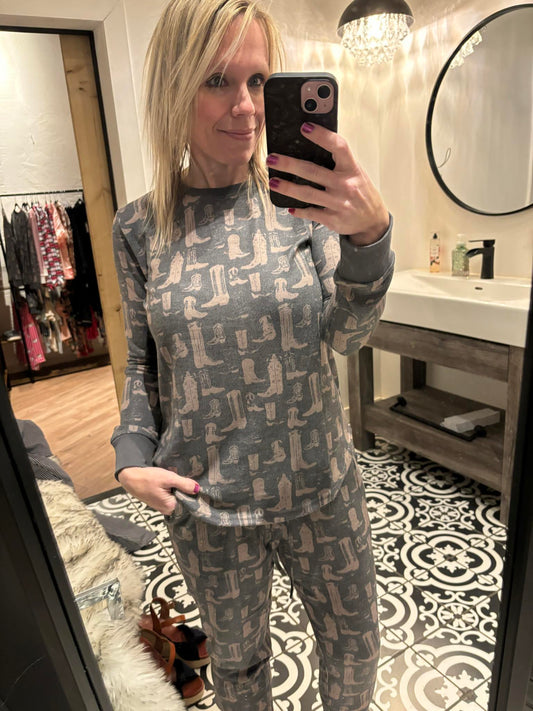 Loungy Lariat-boot scoot jammies