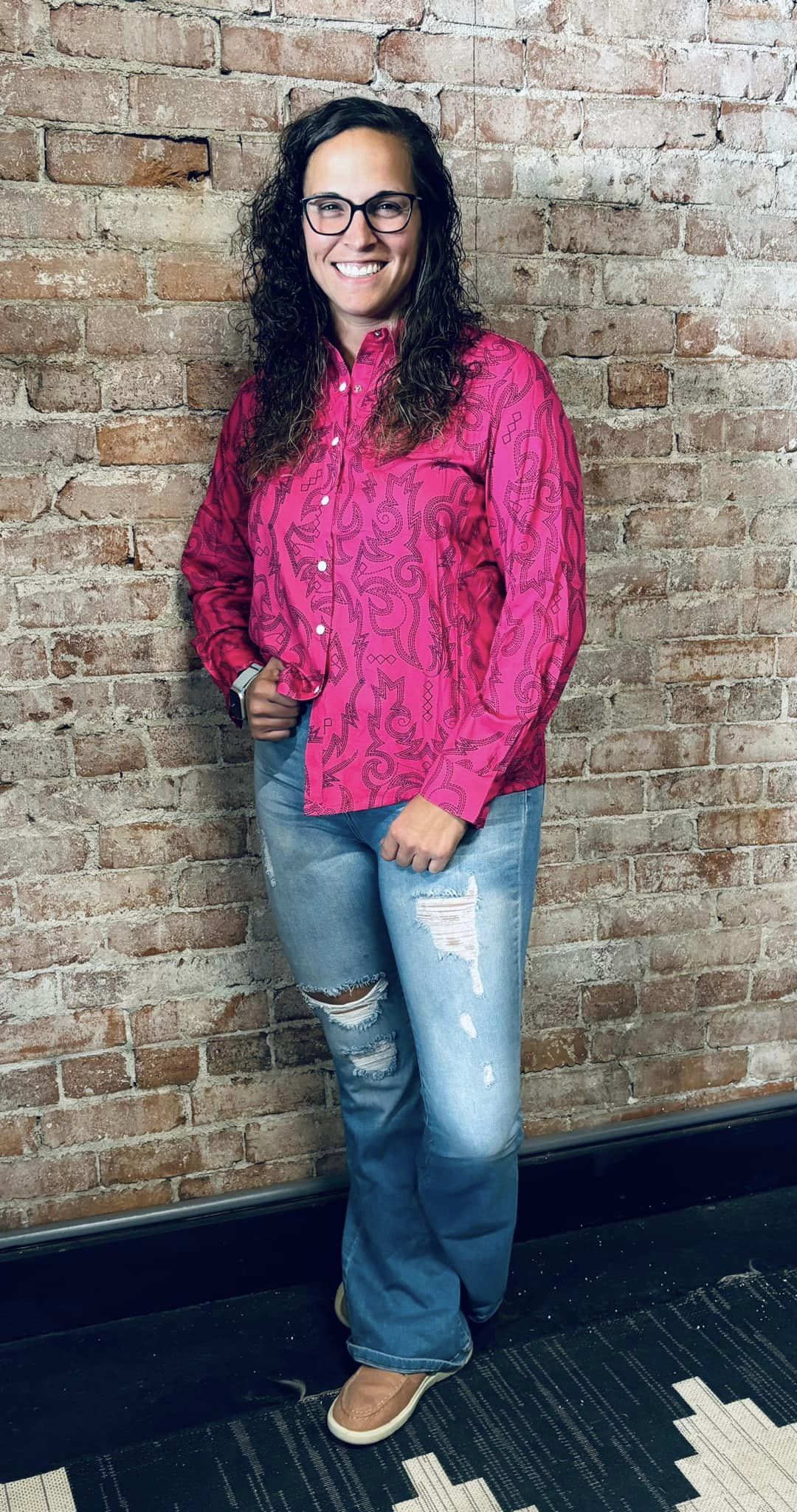 Boot Scootin Button Up pink
