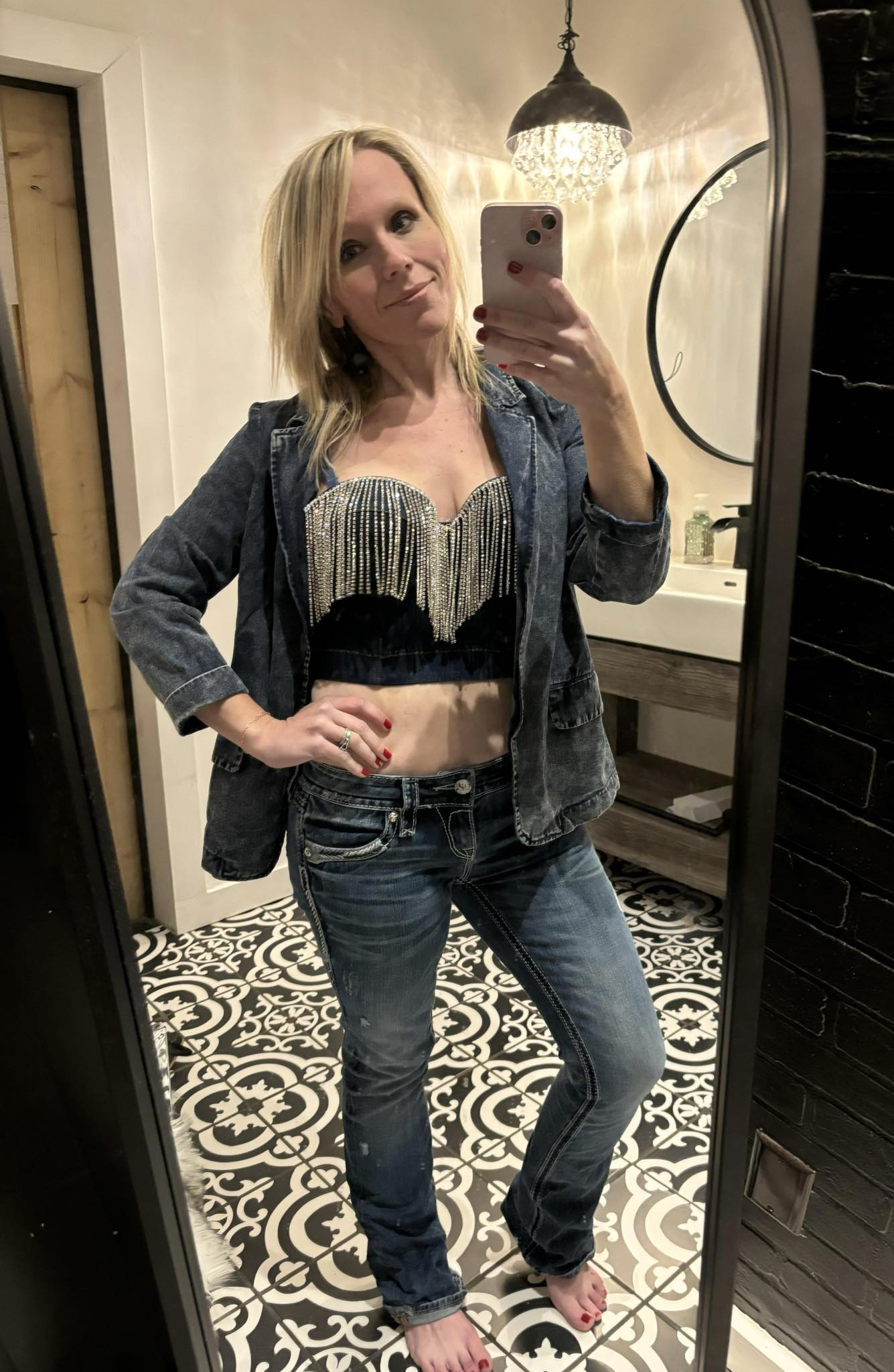 Rhinestone cowgirl crop top