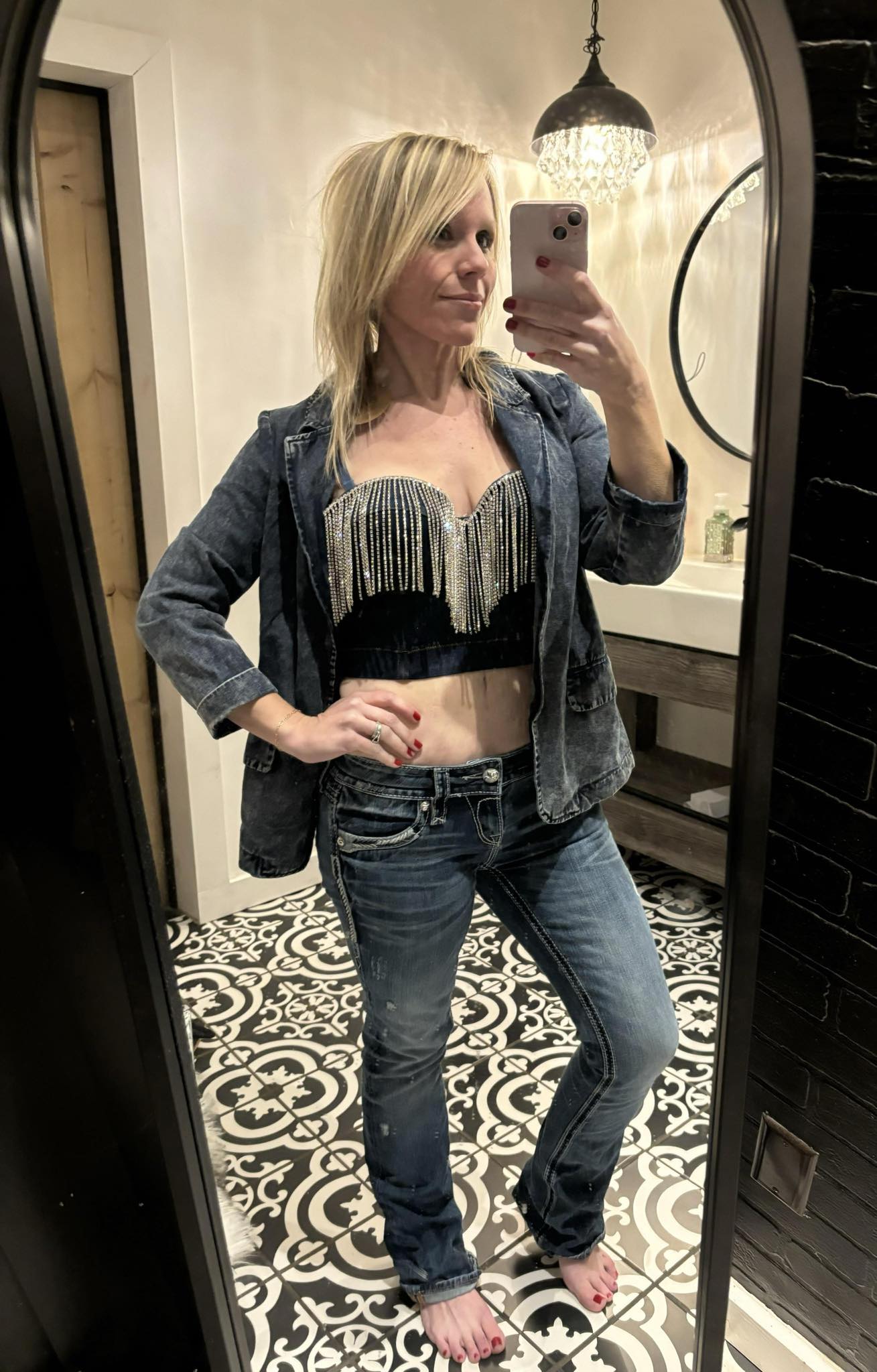 Rhinestone cowgirl crop top