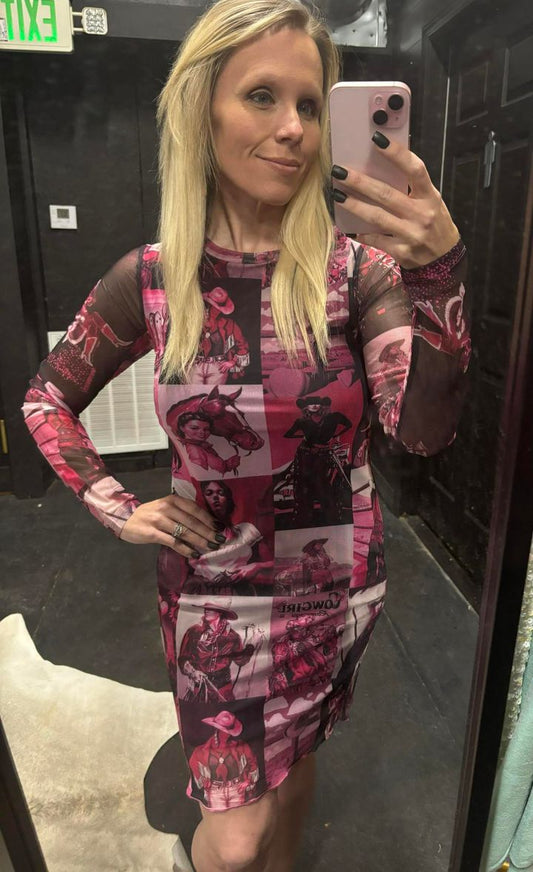 Fuchsia Frontier Mesh Dress