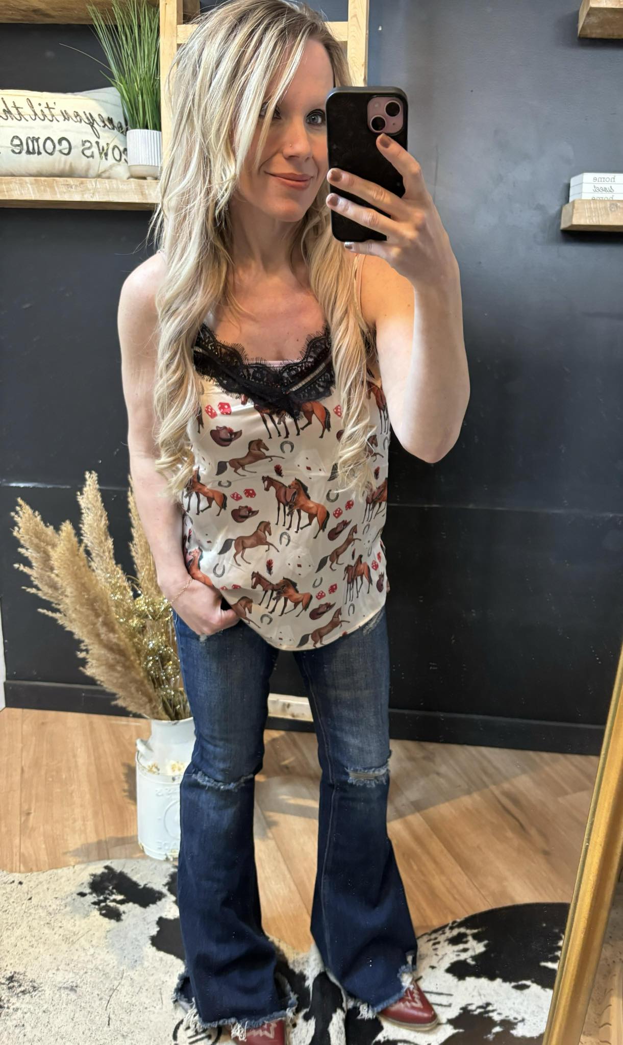 Off to the races satin camisole