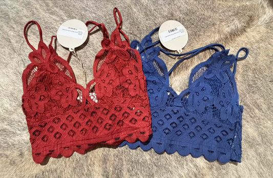 Rust Lace eyelet bralette with adjustable straps