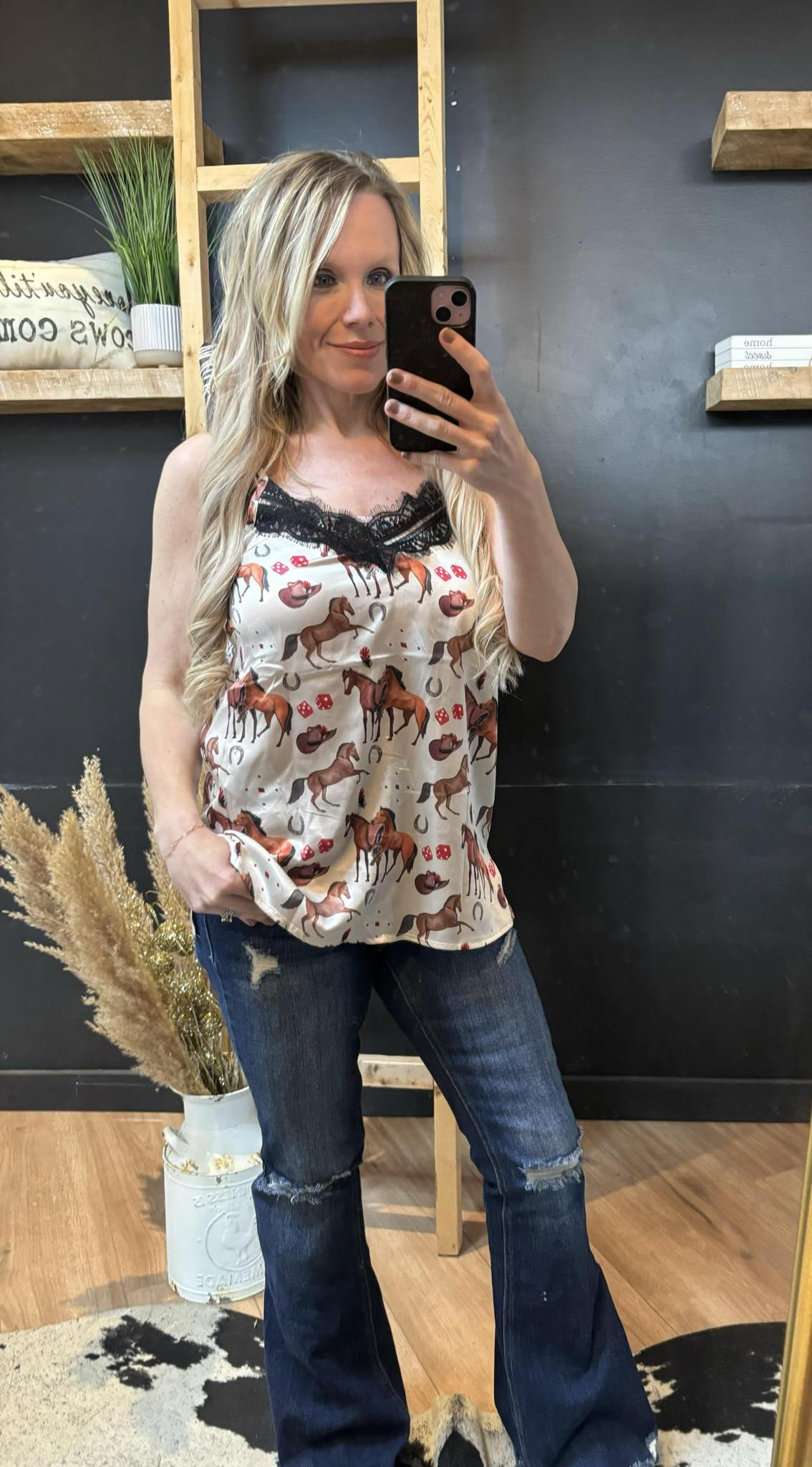 Off to the races satin camisole