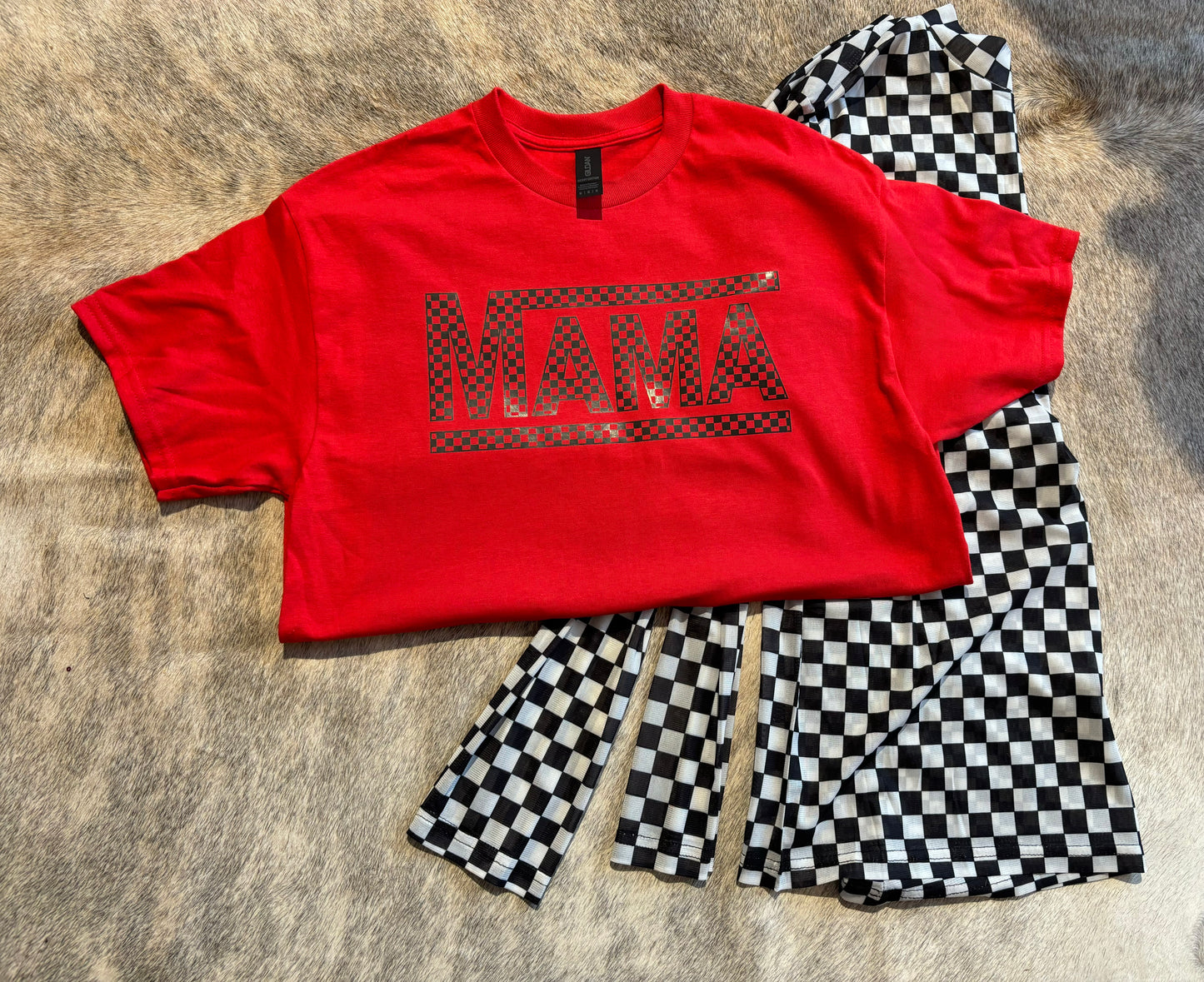 Checkered Mama tee