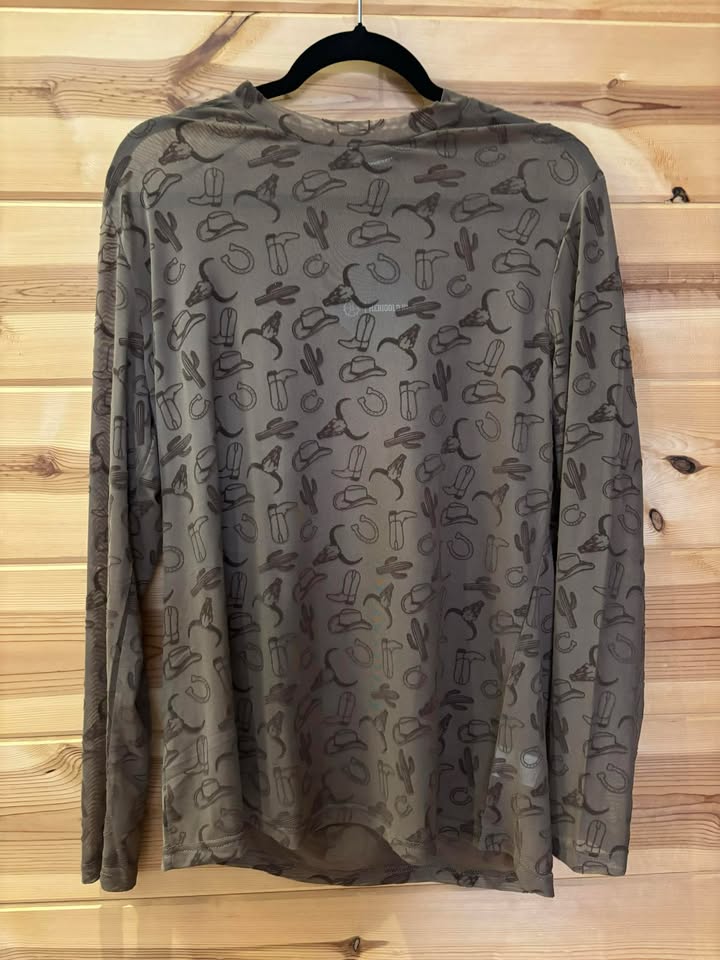 All About Country 3D LS Mesh Top-Brown- PLUS