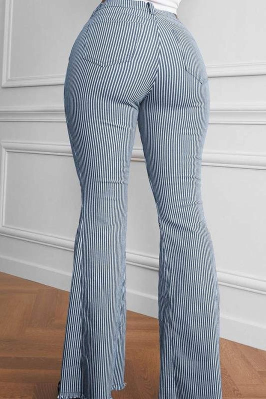 Striped high waisted flared pants for women