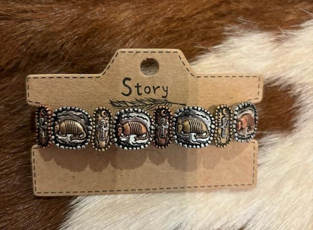 Armadillo Cactus Moon Charm Stretch Bracelet