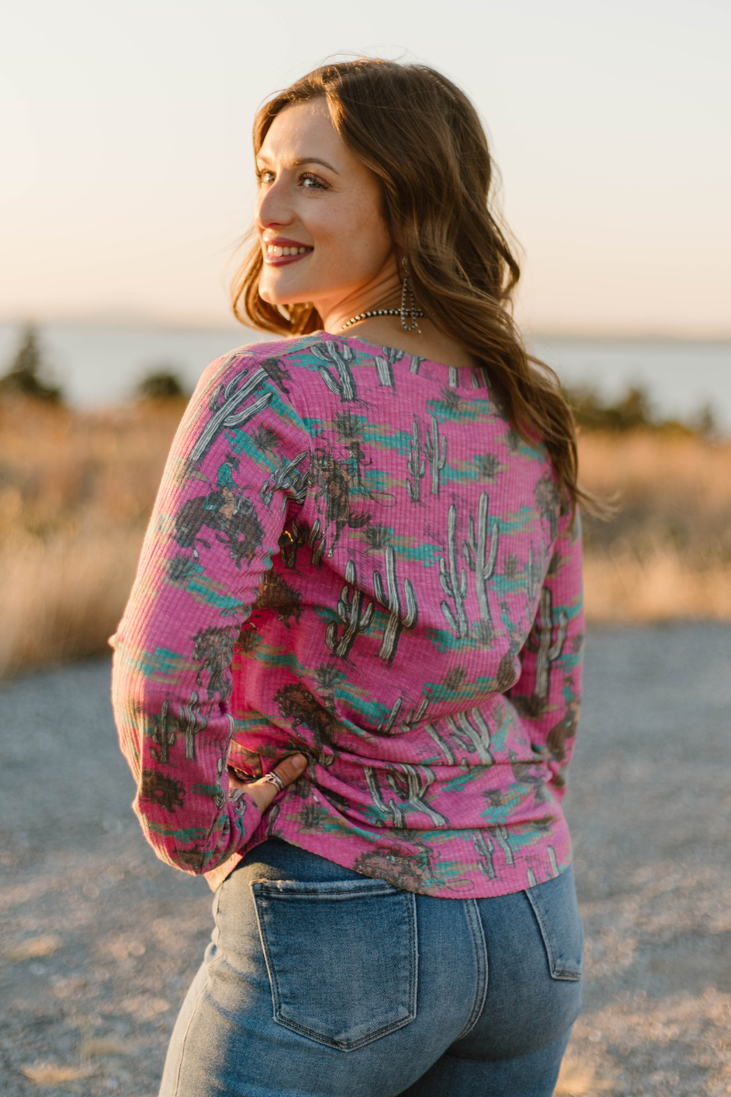 Blush & broncs top