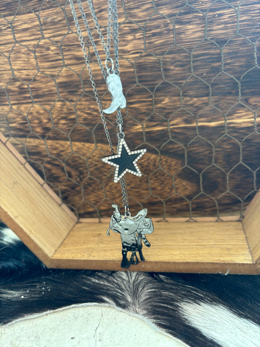 Blazin' saddle necklace