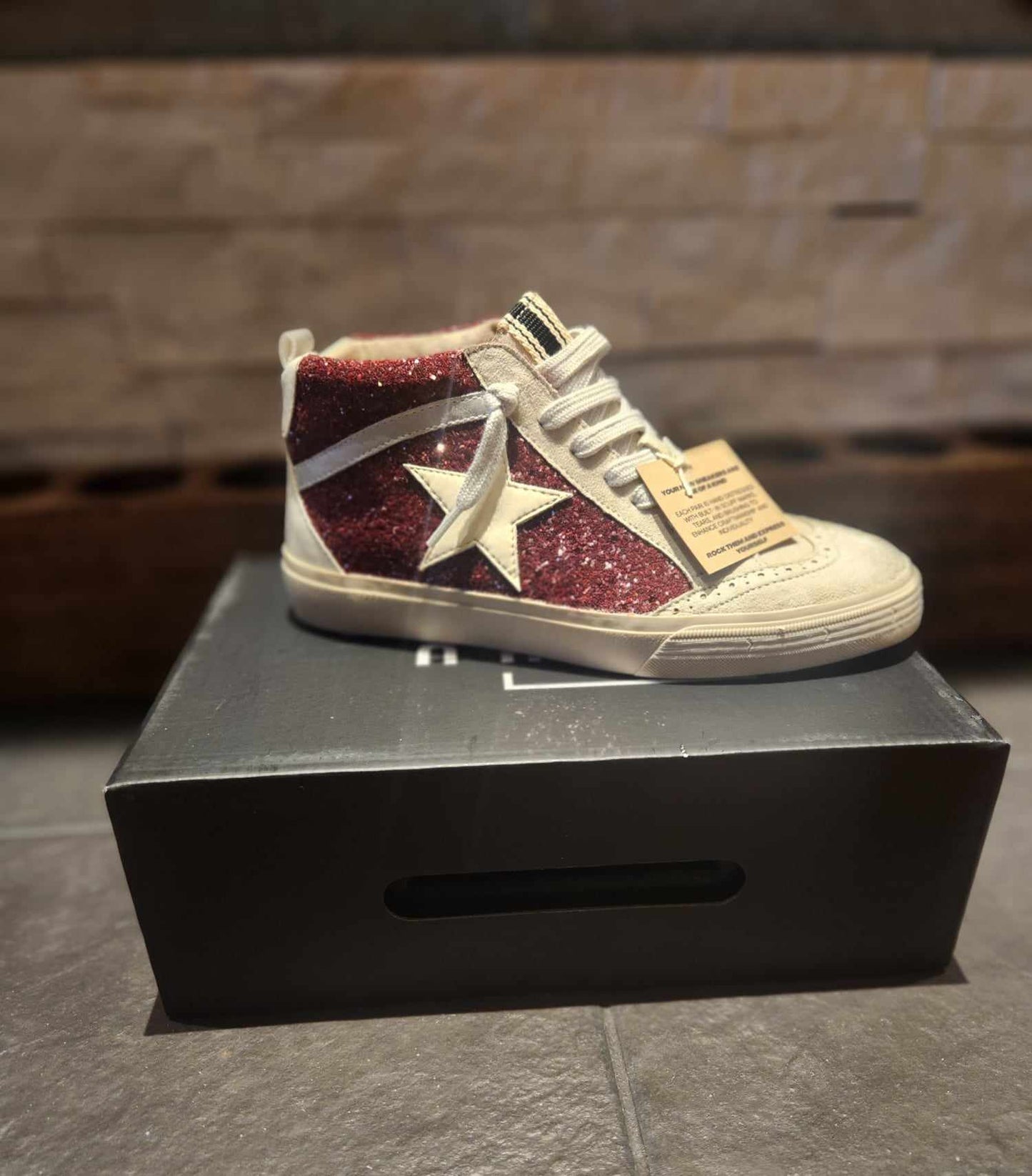 Paulina Dark Red Glitter Tennis Shoe