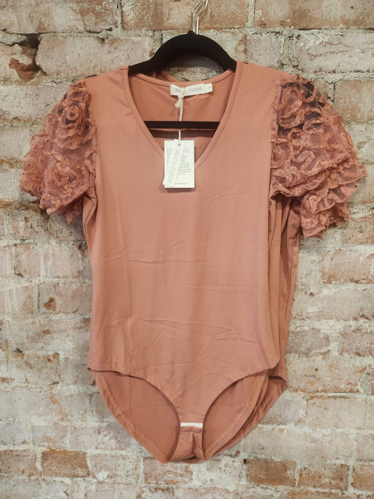 Peachy Petal Floral Sleeve Bodysuit