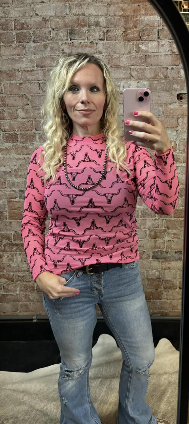 3D Pink skull Mesh Top