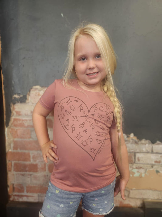 Girls branded heart-mauve