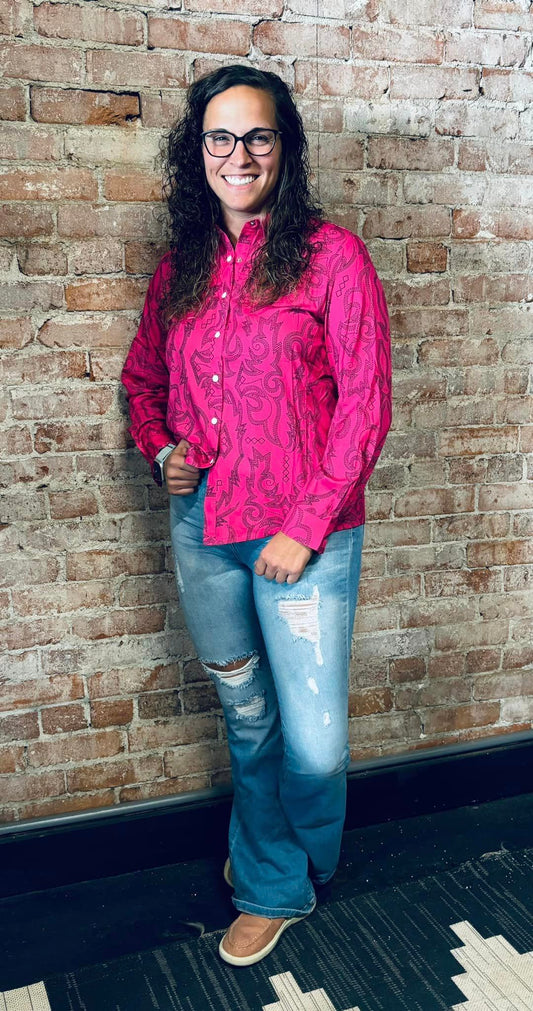 Boot Scootin Button Up pink