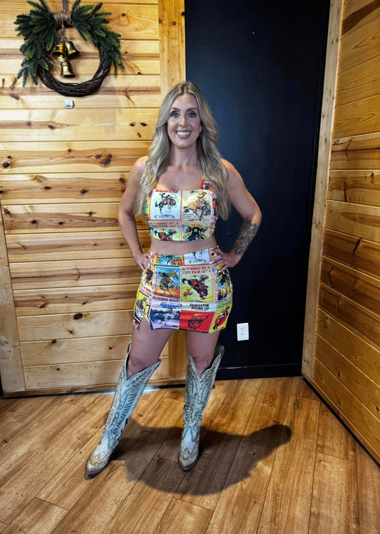 Norma Cowboy Assorted Print Zipper Skort