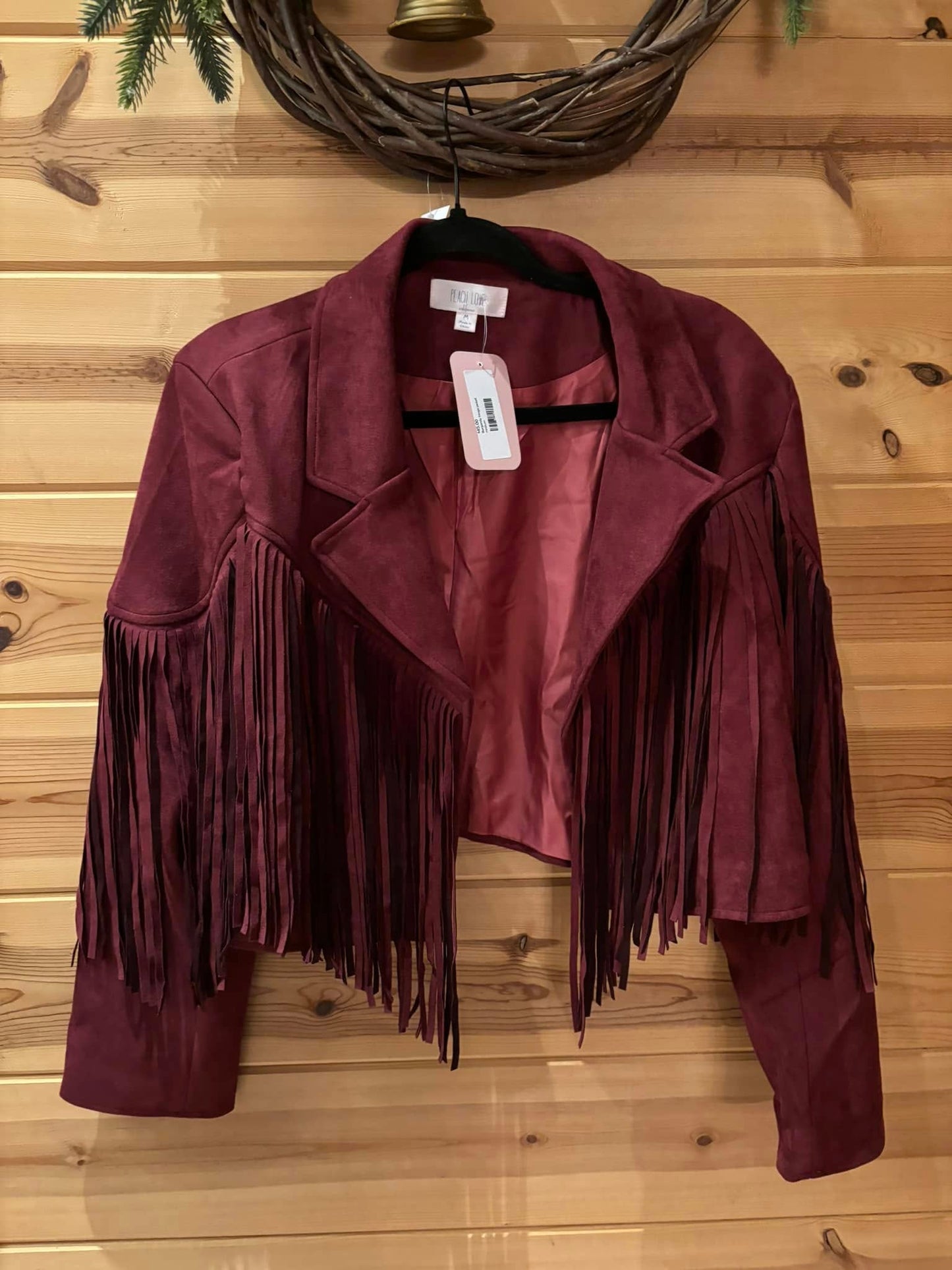 Burgandy fringe jacket