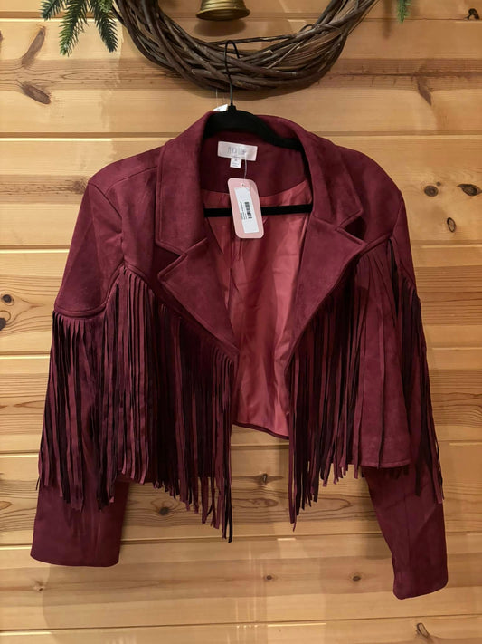 Burgandy fringe jacket