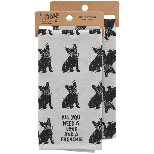 Love And A Frenchie Kitchen Towel