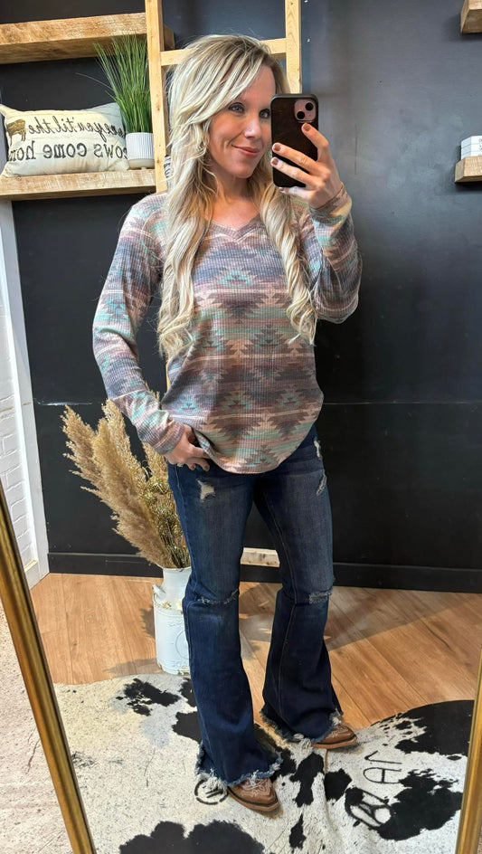 Burned Out Aztec Top