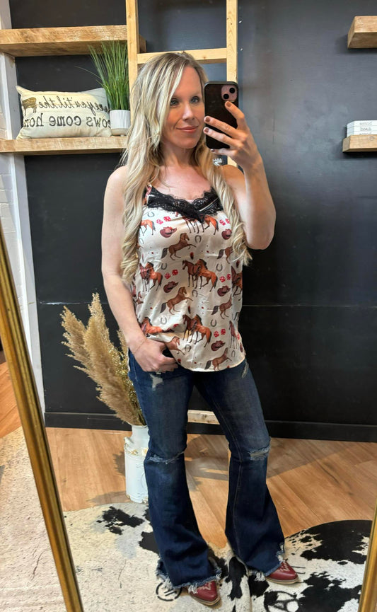Off to the races satin camisole