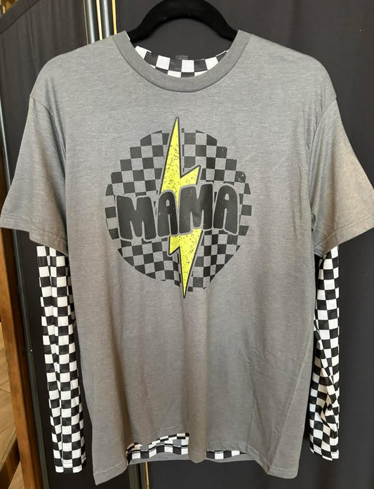 Mama checkered circle tee