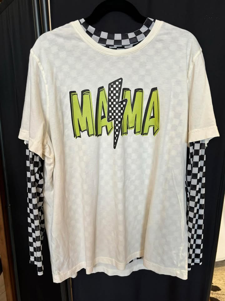 Mama checkered lightning tee