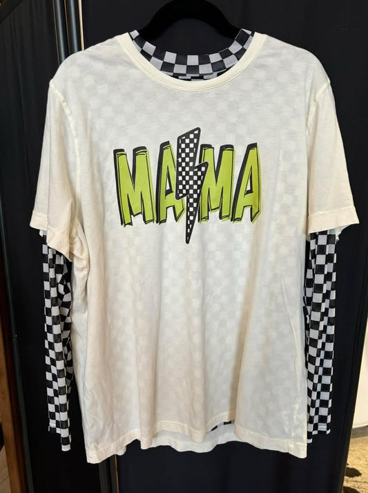 Mama checkered lightning tee