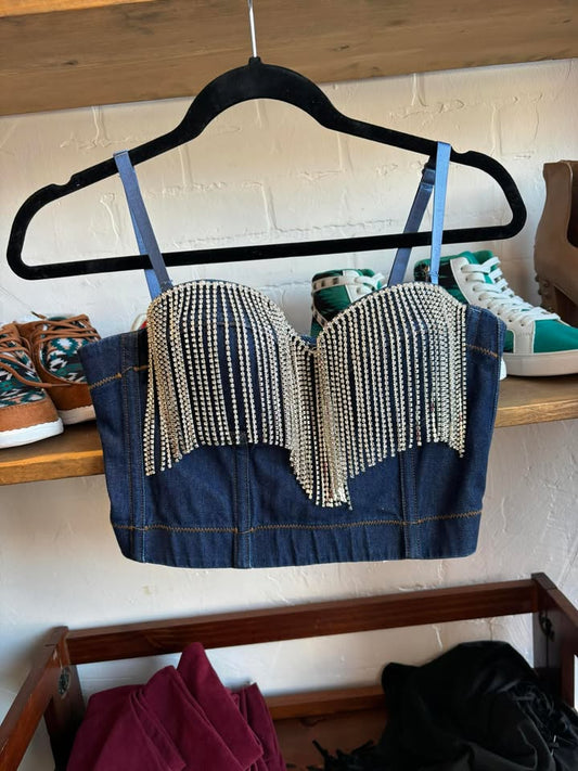 Rhinestone cowgirl crop top