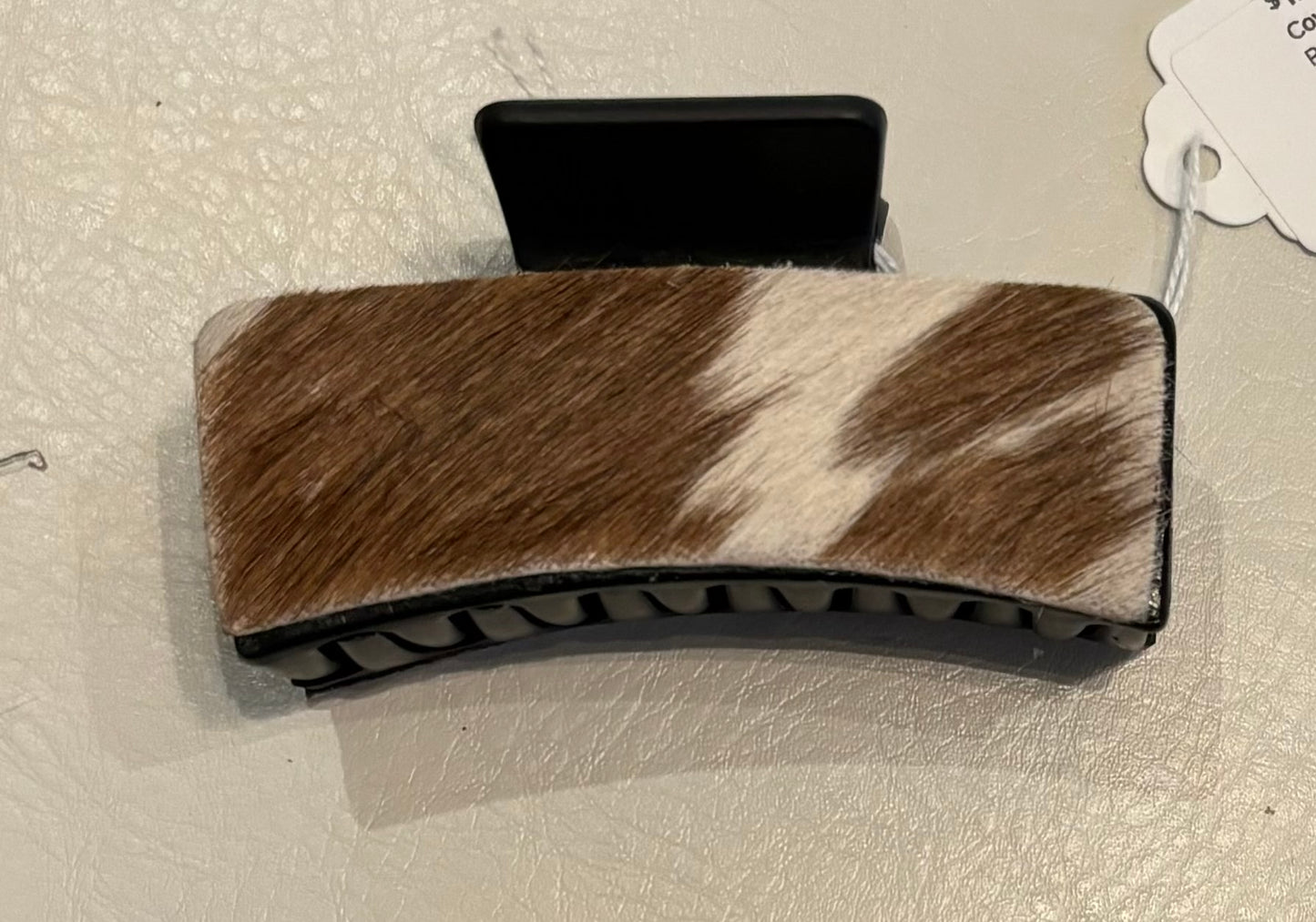 Cowhide Claw Hair Clip Matte Black