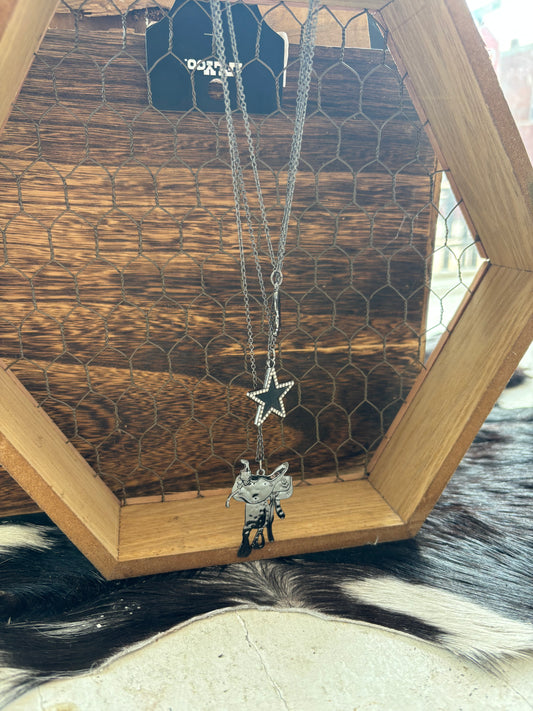 Blazin' saddle necklace