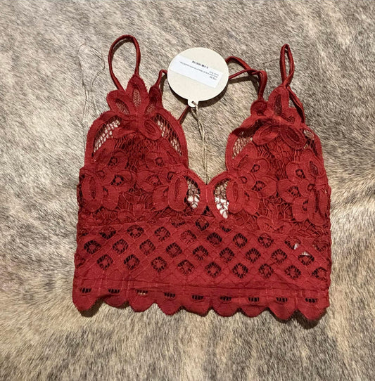 Rust Lace eyelet bralette with adjustable straps