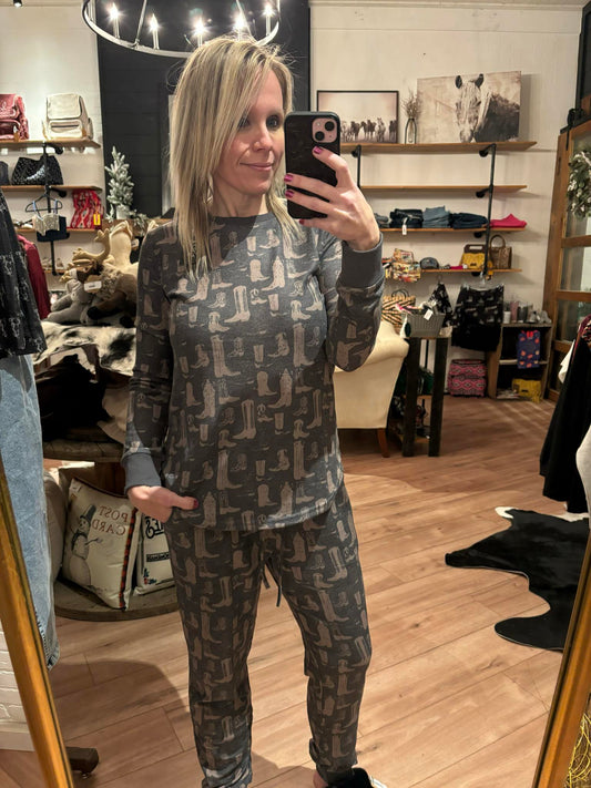 Loungy Lariat-boot scoot jammies