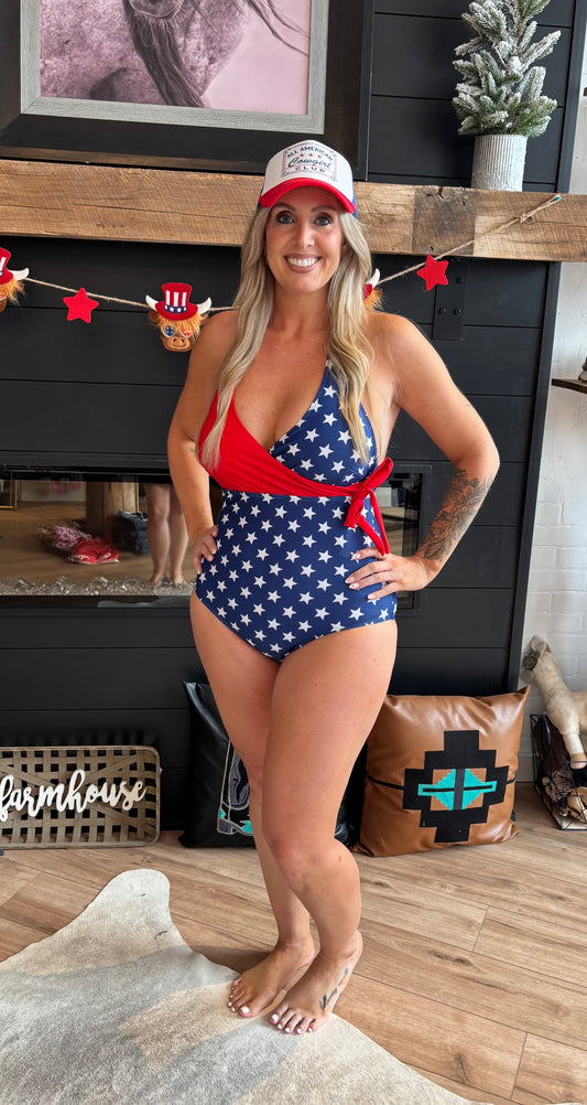 Liberty wave halter swimsuit