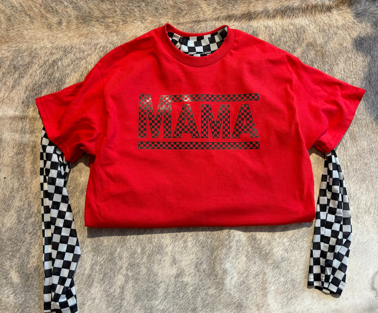 Checkered Mama tee