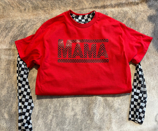 Checkered Mama tee