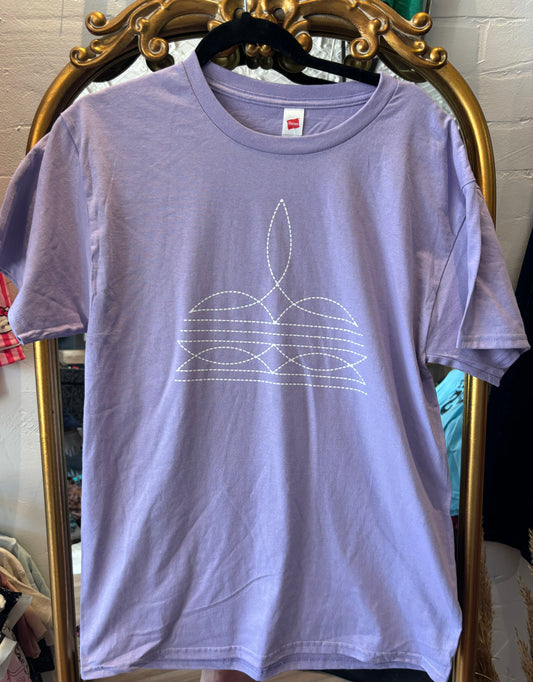 Purple boot stitch tee