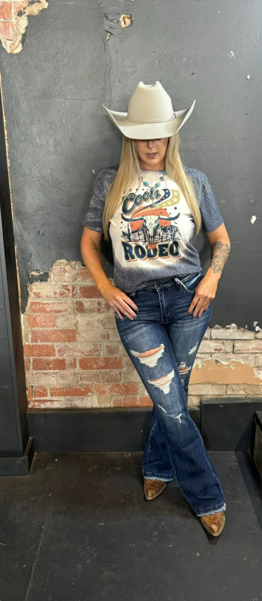 Coors Rodeo | Bleached Tshirt | Western | Beer | Bull