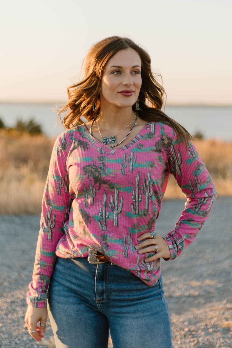 Blush & broncs top