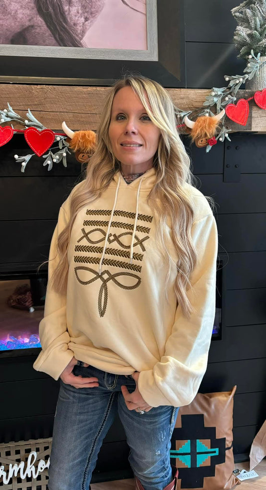 Cream oversized boot stitch hoodie