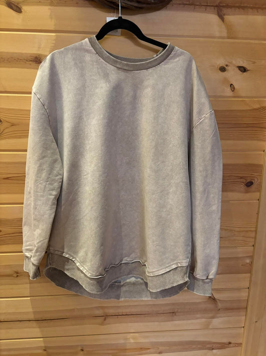 Basic Acid Washed Sweatshirt - Light Brown