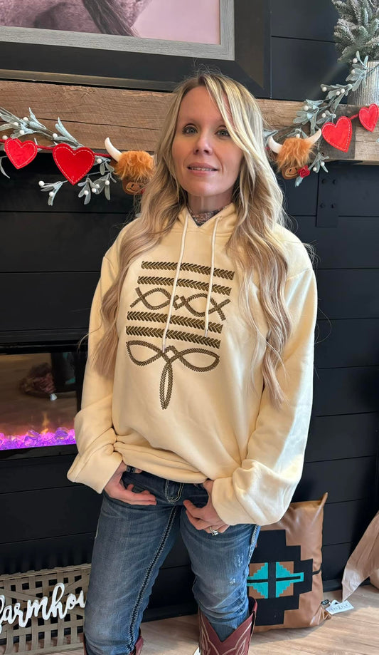 Cream oversized boot stitch hoodie